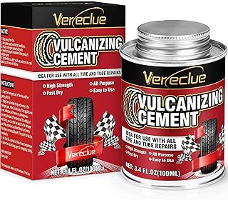 Chemical Vulcanizing Cement 3.4FL.Oz, All Purpose Tire Repair Rubber Glue, Dry Clear Rubber Cement, Tire Patch Glue with Brush Top Can for Car, Motorcycle, Bike Tires