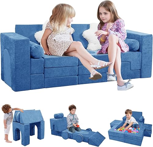 GGIB Sofá modular para niños, 28 piezas, azul marino
