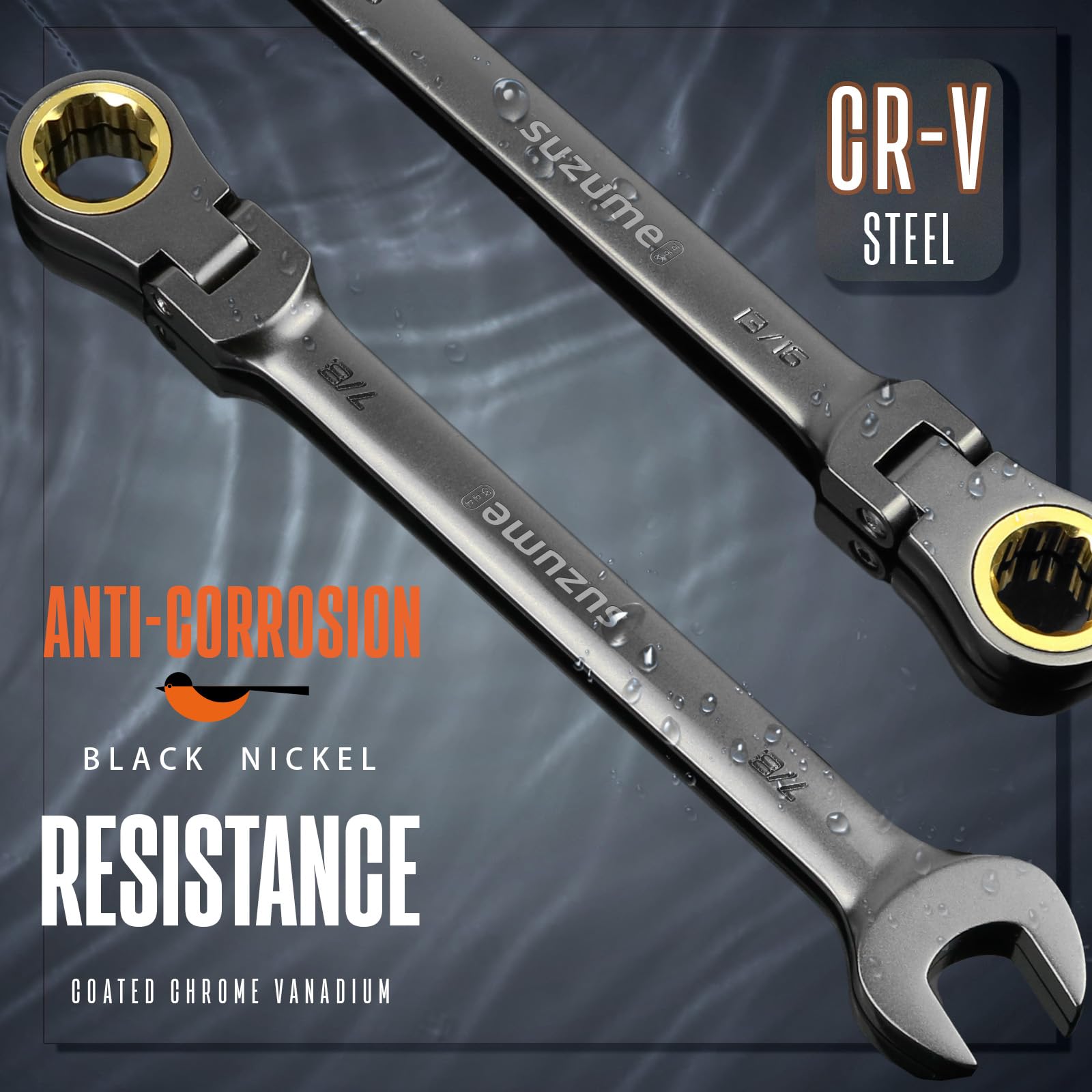 Amazon.com: SUZUME 12 件(1/4 英吋- 7/8 英吋) 彈性頭棘輪扳手