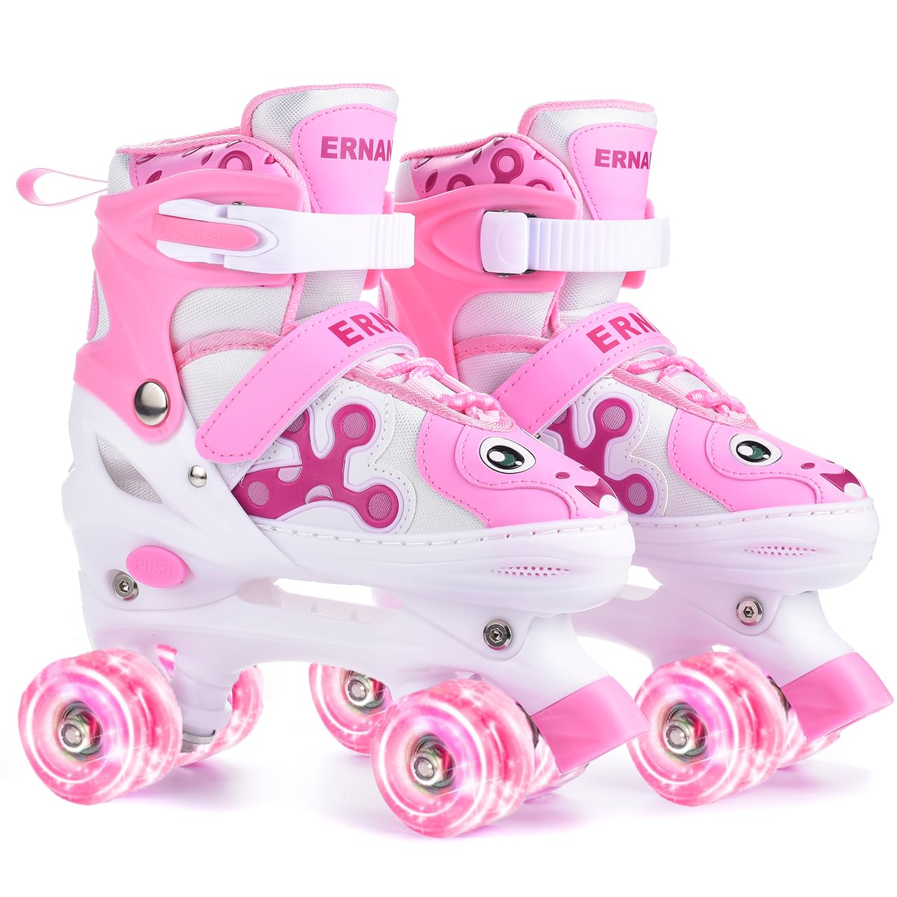 ERNAN Roller Enfant 4 Taille Réglable 8 Roues Lumineuses Patins à Roulettes Débutants