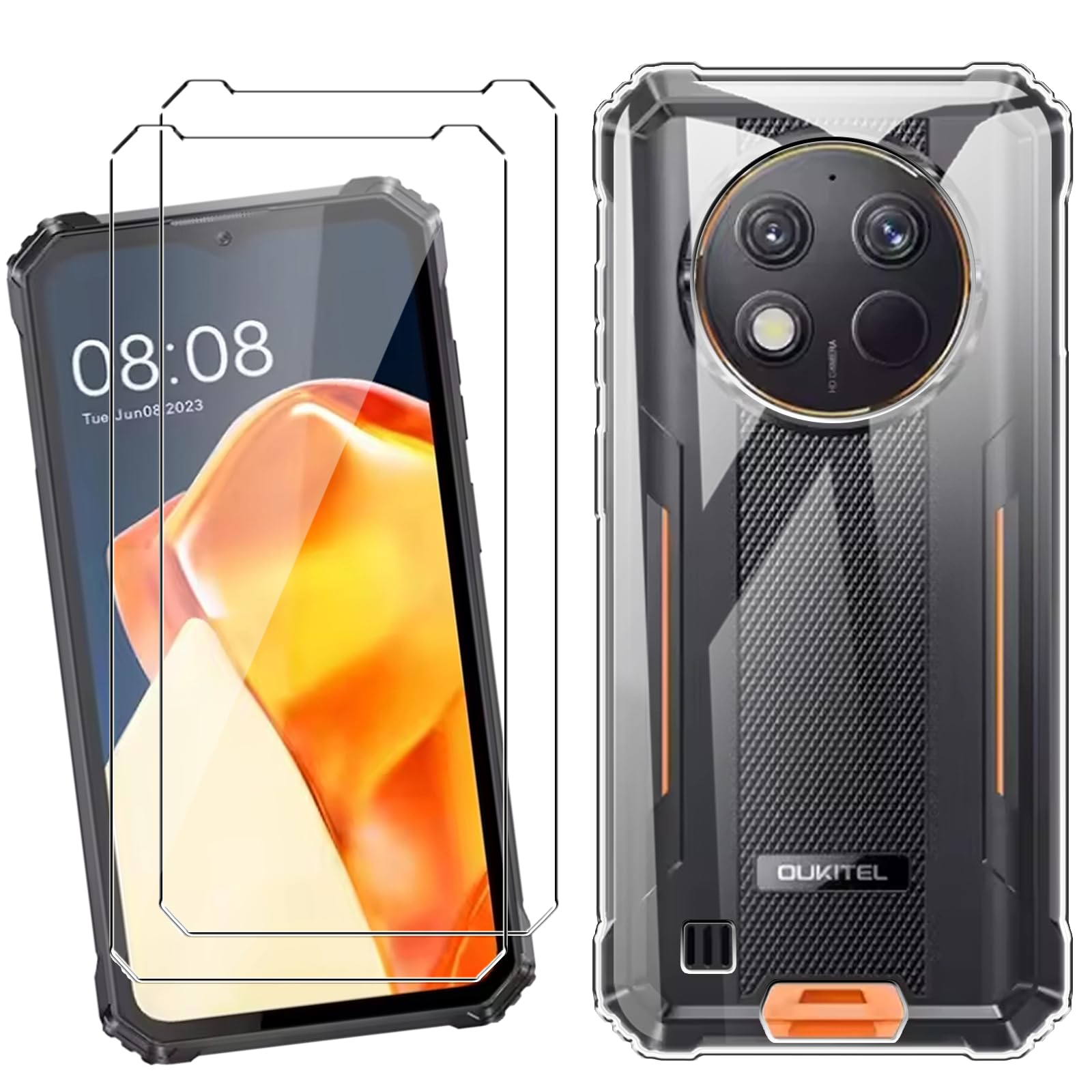 Cover + Vetro Temperato Per Oukitel WP28E/WP28S – Custodia Morbida In TPU Trasparente, Antiurto E Antigraffio, 2 Pellicole Di Protezione