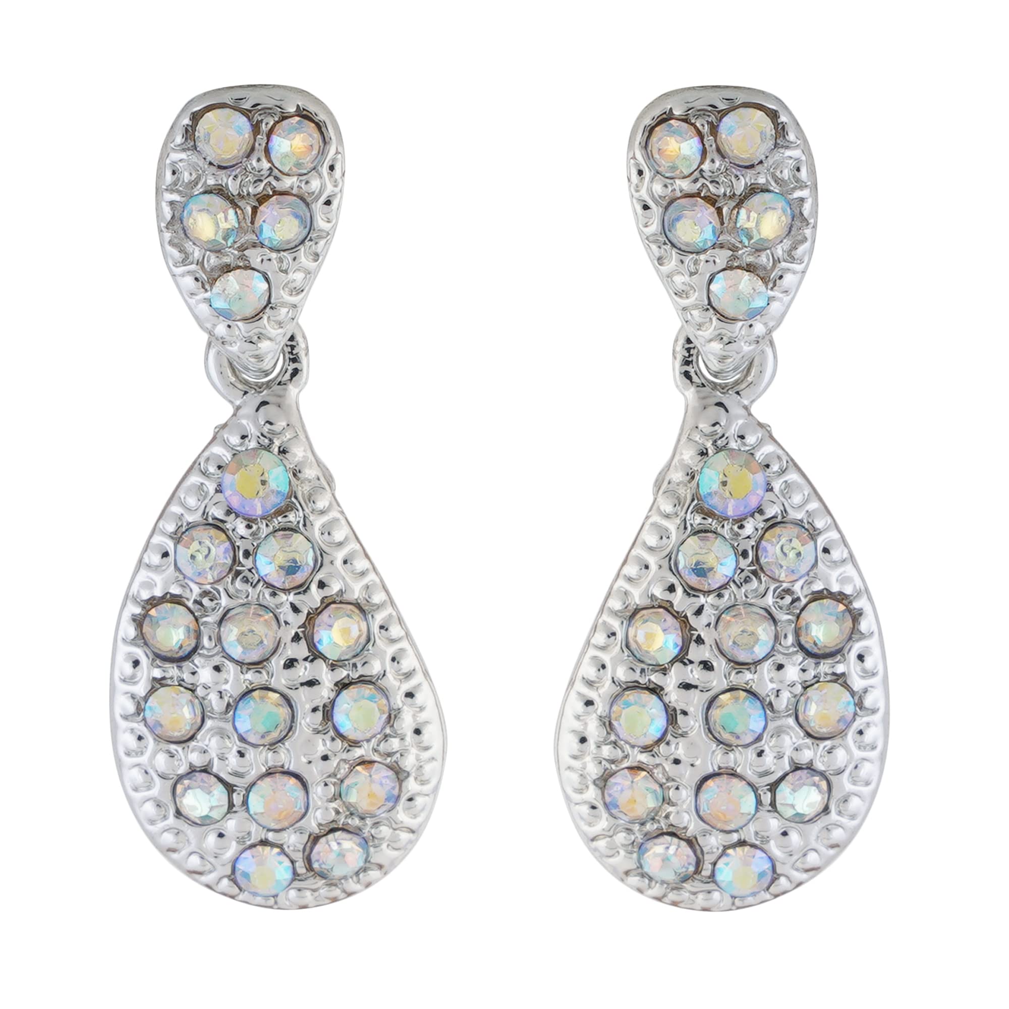 Estele Rhodium Plated textured Earrings with Multi Coloured Austrian Crystals for Women and Girls (B08D7N978B) Amazon Price History, Amazon Price Tracker