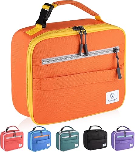 Genteen Lonchera aislada lonchera para niños con doble cremallera bolsa suave duradera y bolsa de almuerzo congelable bolsa de almuerzo reutilizable