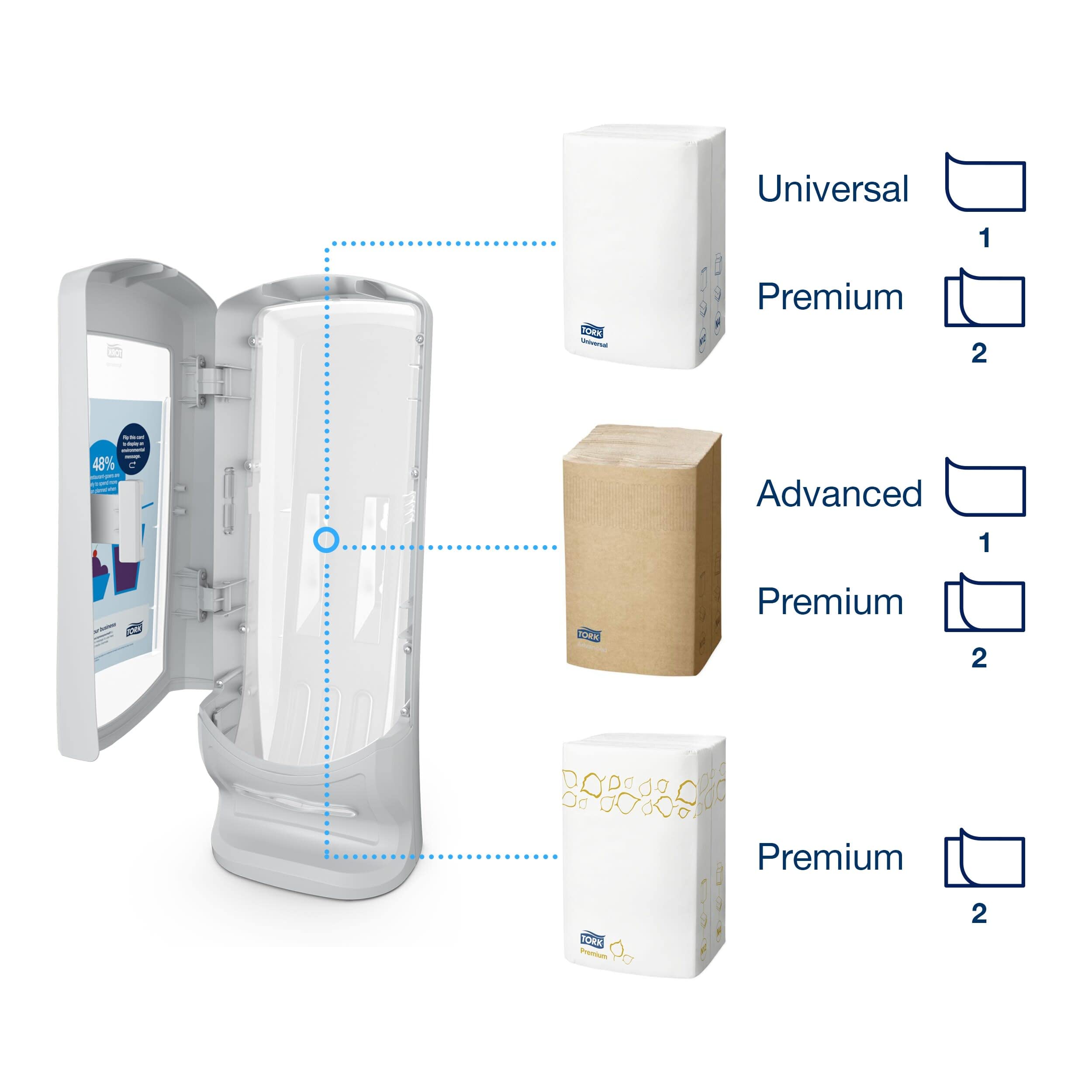 Tork Xpressnap 272213 Dispensador de servilletas vertical / Ideal para restaurantes / Sistema N4 / Gris claro