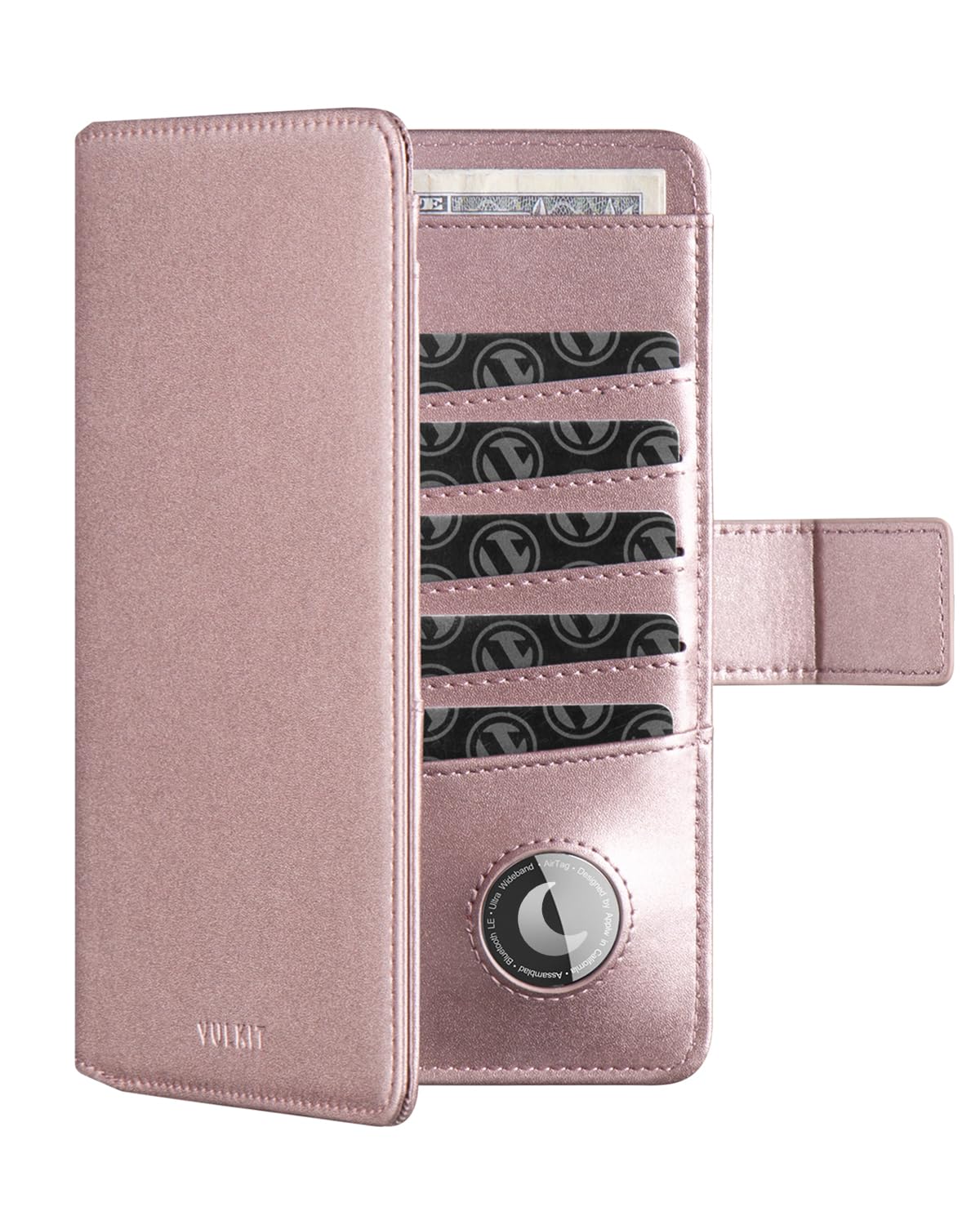 VULKIT Passport Holder with Airtag Holder RFID Blocking Passport Wallet Travel Leather Passport for Women(Pearl Pink)