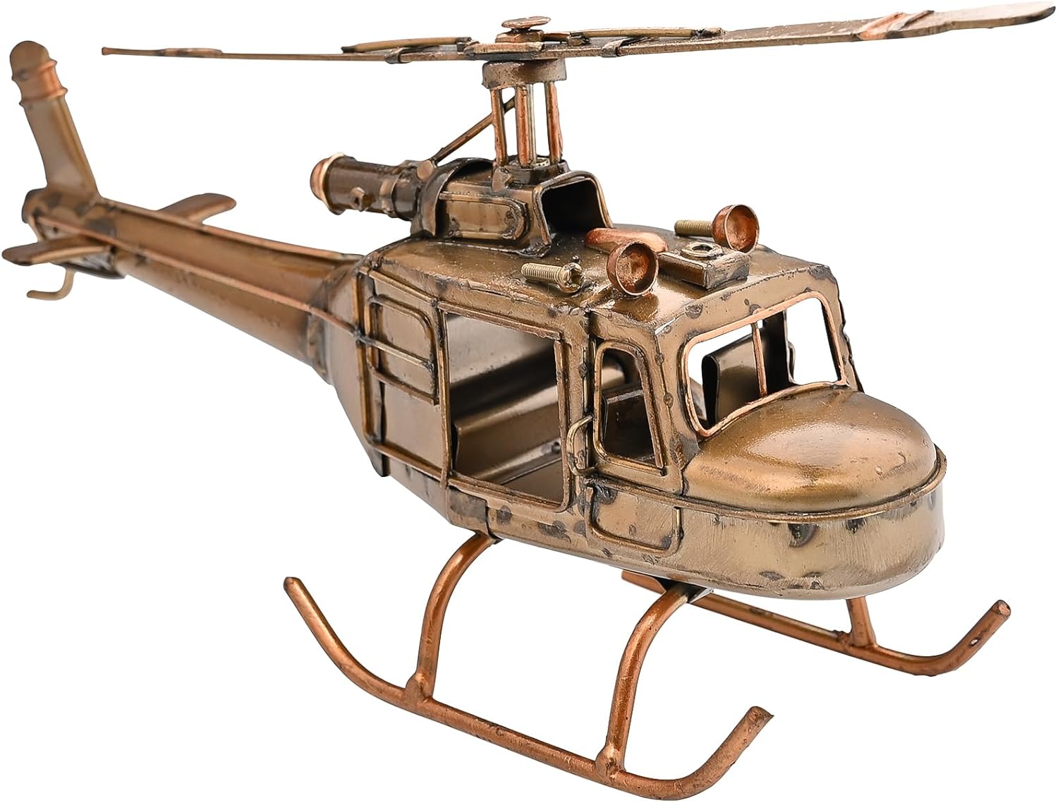 Harvey Makin - Metal Vintage Rustic Helicopter Ornament - Military Aviation Inspired Vehicle Figurine for Gifting And Homeware - Living Room, Bedroom, Man Cave Home Decor - H: 12cm x W: 7cm.