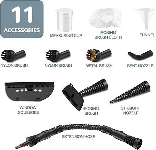 Miniatura 6 de Spurgehom Limpiador a vapor de mano, vaporizador presurizado portátil con gran capacidad de 11.8 fl oz, juego de accesorios de 11 piezas, perfecto