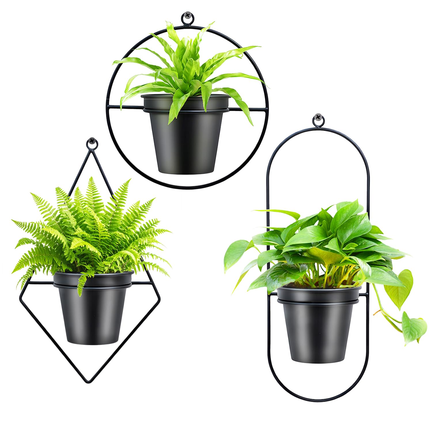 Pots de fleurs muraux géométriques pour végétaliser le salon ou le bureau