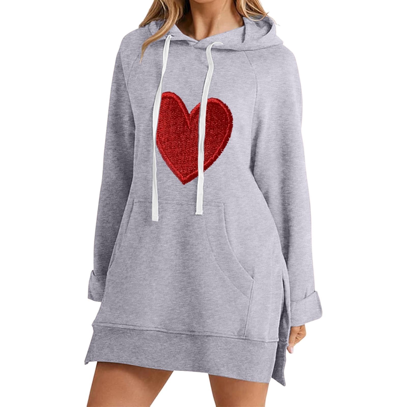 Generisch Abito largo da donna con cappuccio, morbido tessuto felpato con pratica tasca frontale, orlo alla moda
