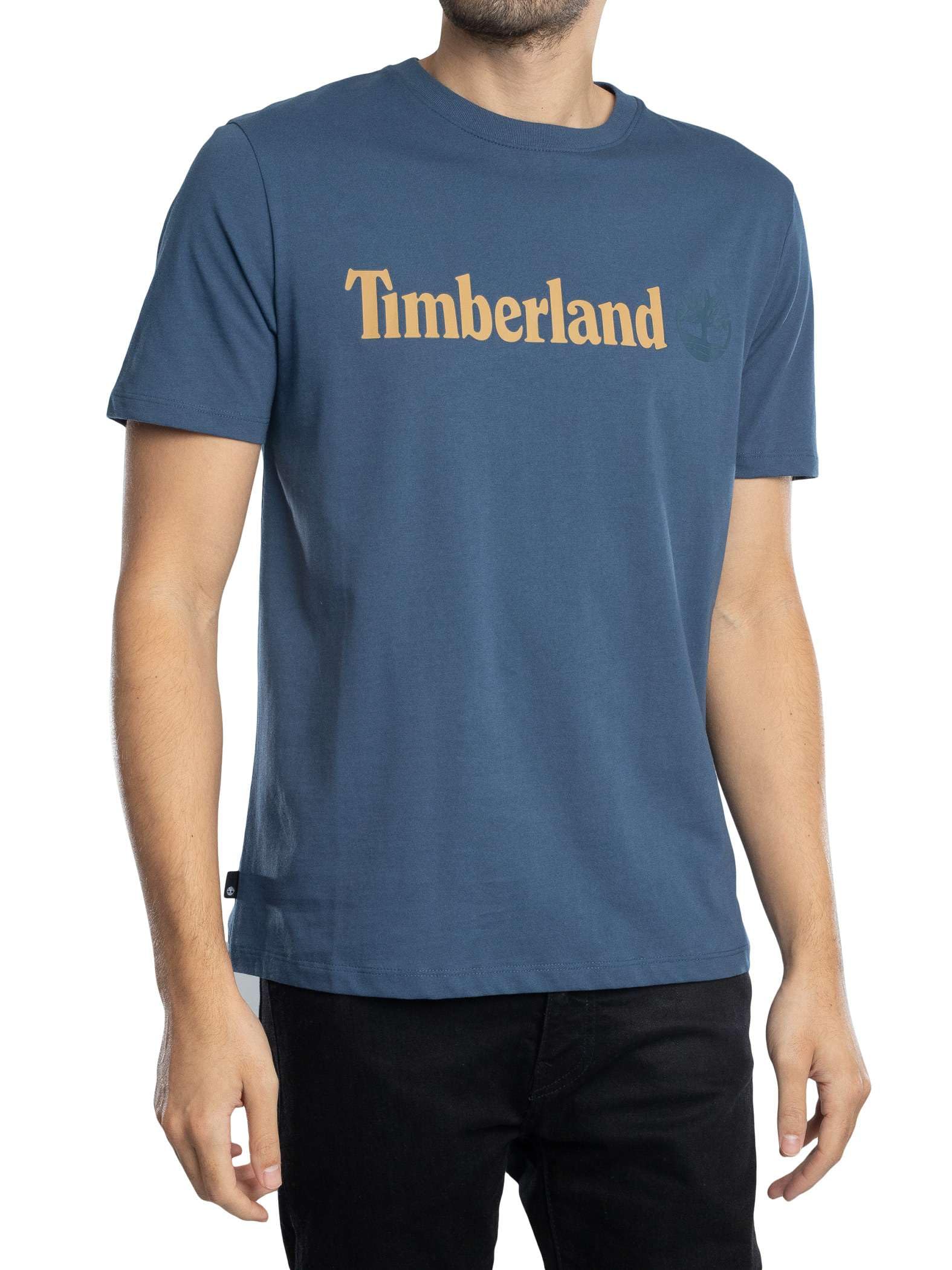 Timberland Men's Linear Logo T-Shirt, Dark Blue, M
