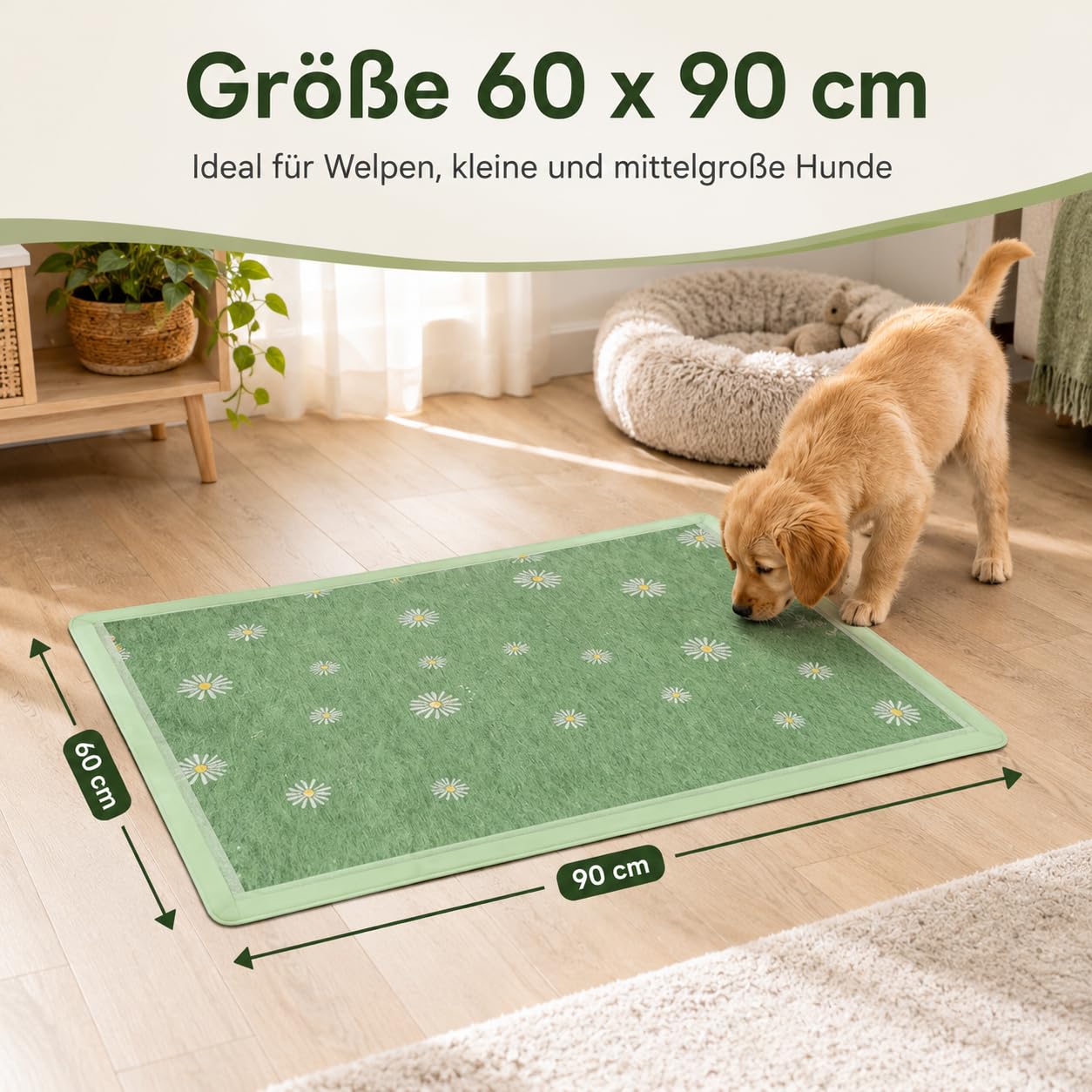 GIROX PIPI Matten für Hunde, 50 Stück Welpen Unterlagen 60x90 cm | Saugstarke, Auslaufsichere Trainingspads mit Grasmuster, Bodenschutz, Haustierbedarf für Welpentraining und Tierhygiene