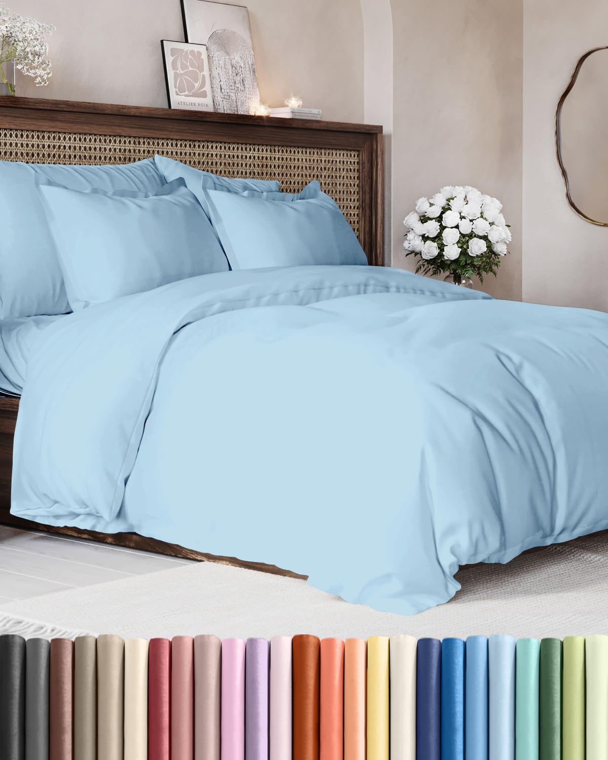 Duvet Cover Oversized Queen - 3 Piece with Zipper Closure - Off White