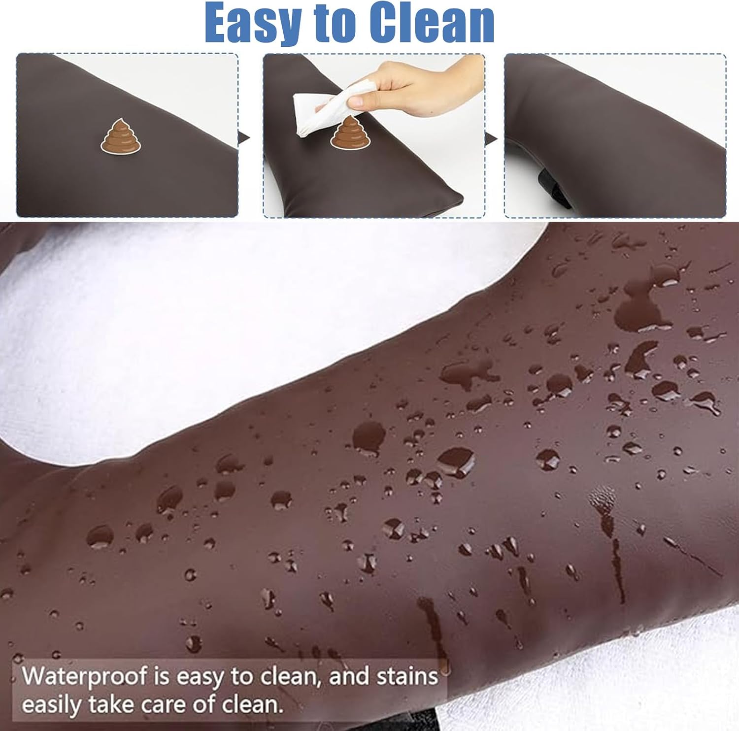 Bedside Commode Cushion - Washable 16.5" X 16.5" Thick Pad PU Cover with Fixing Straps for Commode Chair,Portable Toilet Seat Cushion for Seniors Raz Shower Chair Seat,Brown