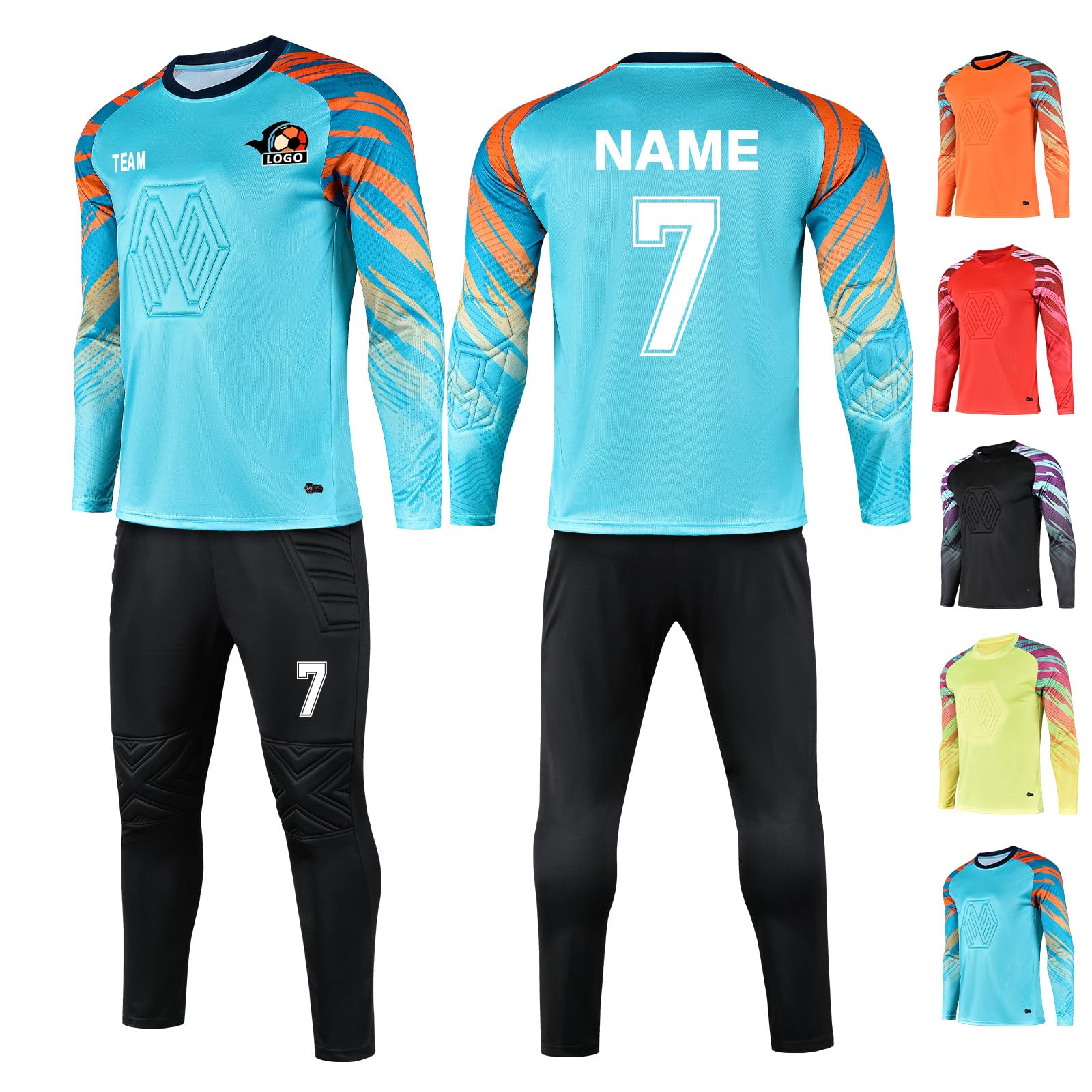LAIFU Benutzerdefiniert Torwarttrikot Set für Erwachsene/Kind Torwarttrikot mit Nummer Name Team Logo Torwarttrikot Personalisieren