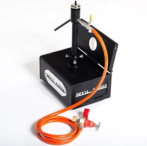 Miniatura 5 de DEVIL-FORGE Forja de propano de gas Farrier DFHS1+1D/2.8", 1 quemador DFP (80.000 BTU), válvula de bola de gas, estrangulador de aire, 1 puerta,