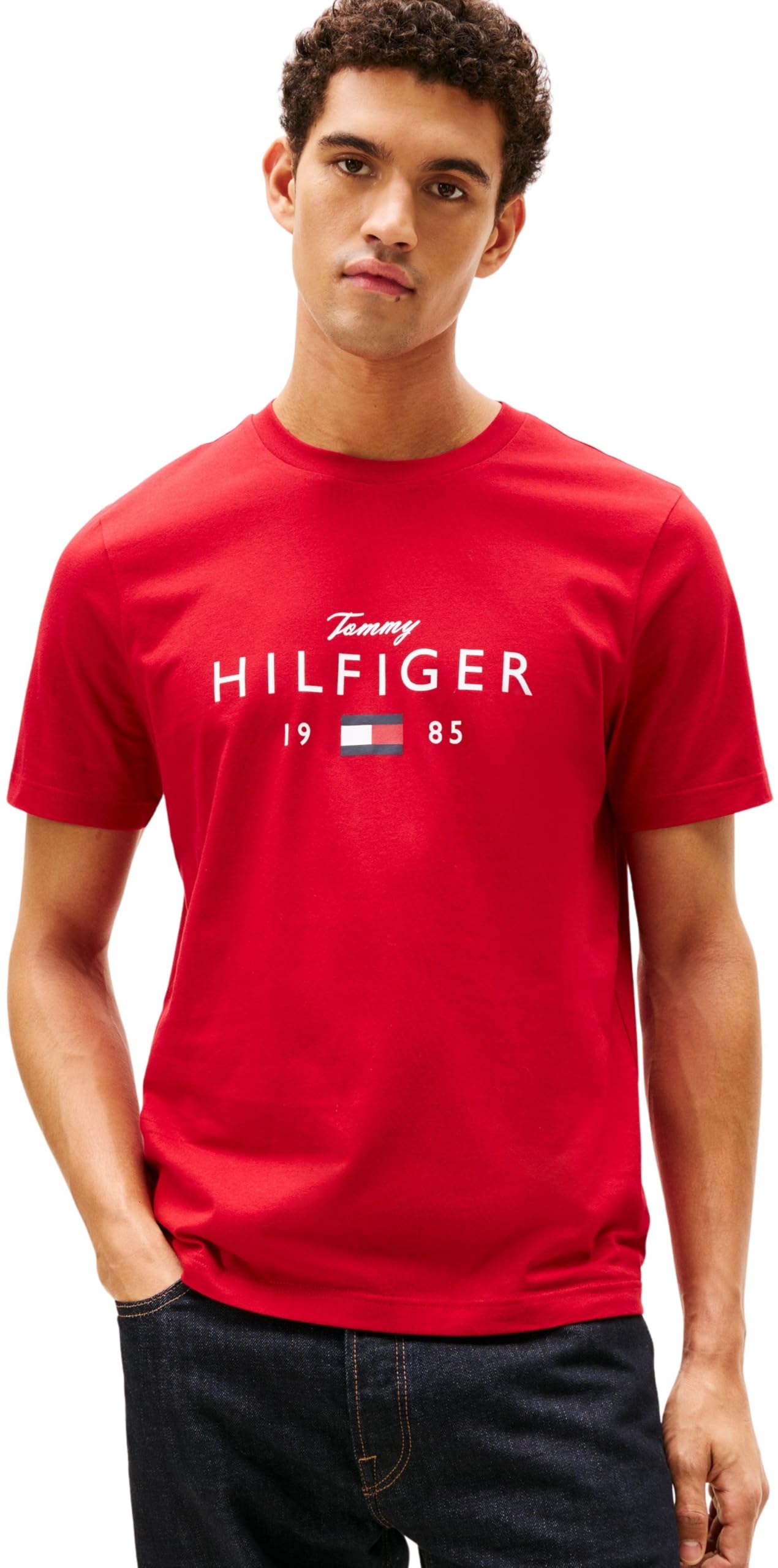 Tommy Hilfiger Herren Brand Love Big Hilfiger Tee Mw0mw41455 S/S T-Shirt (1er Pack)