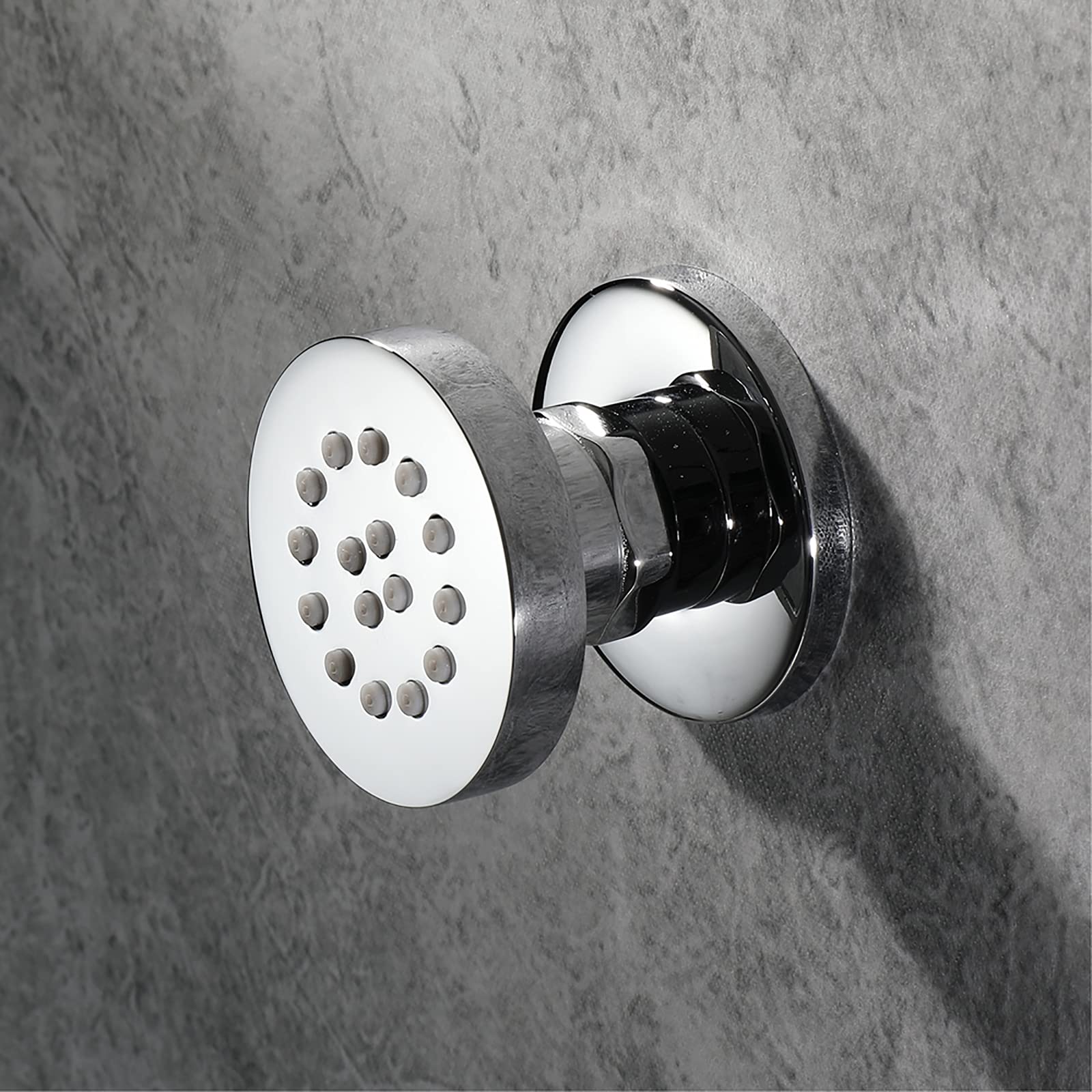 Jets Latéraux Chromés en Laiton Réglables - Pulvérisation Ronde Murale pour Massage Douche - Accessoires de Salle de Bain, 50x50mm, 6 Pack