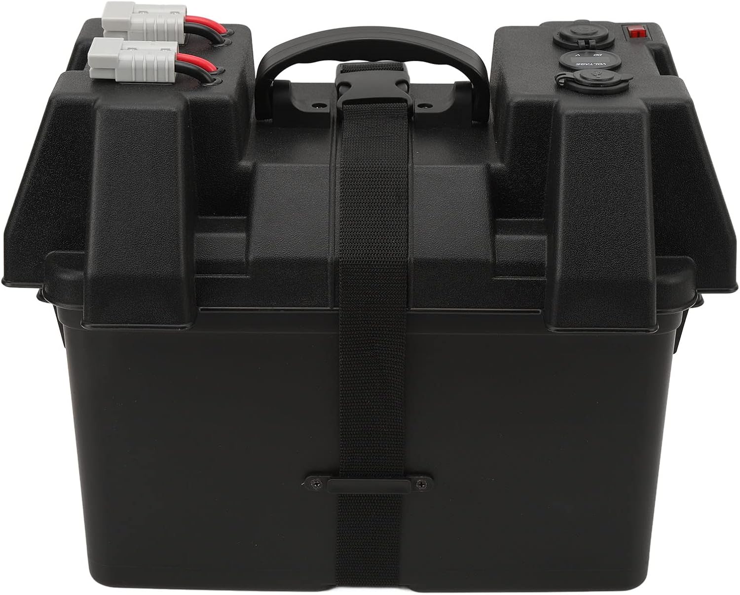 Acouto HM408 4D CommercialGrade Battery Box Multifunctional with Charging, 5V 1A & 5V 2.1A USB Ports, 12V 20A Cigarette Lighter, Connectors for RV and Trailer