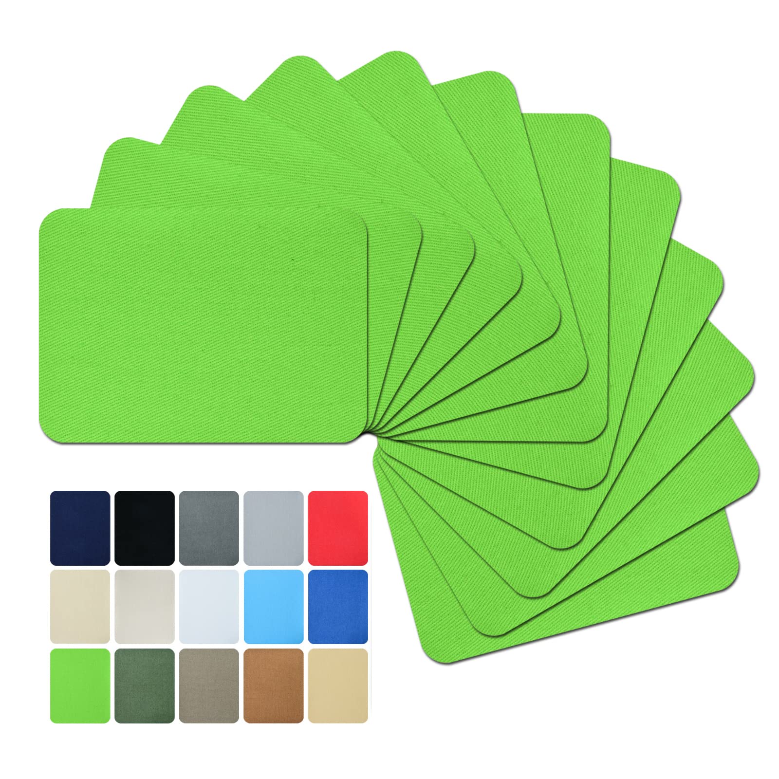 Premium Quality Fabric Repair Patches Iron-on Patches for Clothing Inside &amp; Outside Strongest Glue Cotton 3" by 4-1/4" (7.5 cm x 10.5 cm)… (12PCS-Grass Green)