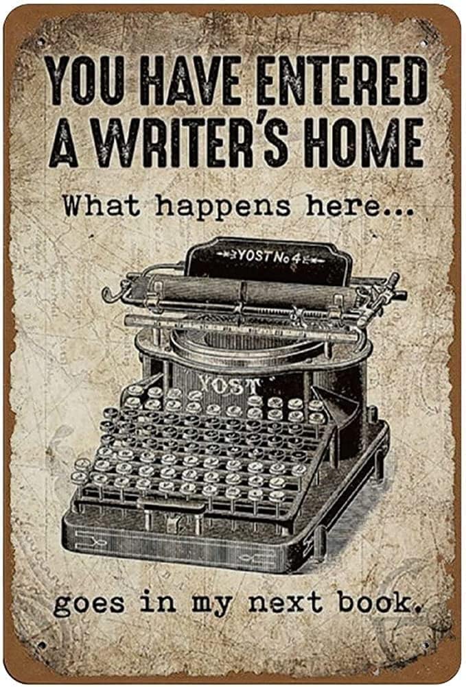 You Have Entered A Writer'S Vertical Wrig Gift For Writers Patent Print Of Typewriter Printnovelty Hot Coffee Welcomeign In Vintage Decor Poster Wall Art Decor Metal Sign Poster 8X12 Inches