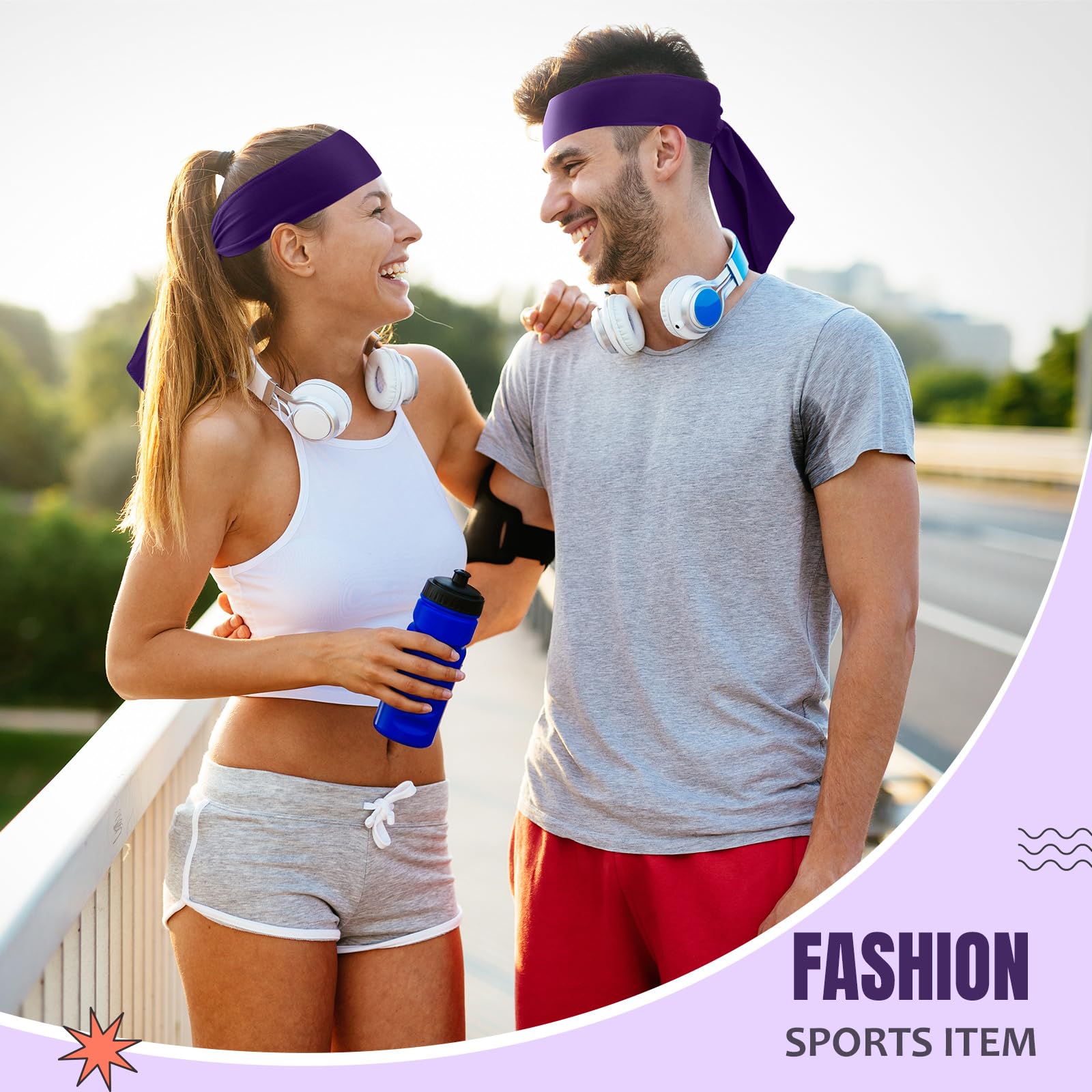 Hiboom Paquete de 18 diademas deportivas a granel para hombres y mujeres, bandas elásticas para el pelo para baloncesto, fútbol, correr, yoga