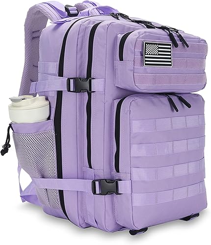 Lovelinks21 Mochila de asalto táctico de 45L paquete de asalto de 3 días con mochila impermeable Molle para mochilas tácticas, Púrpura claro, Mochila