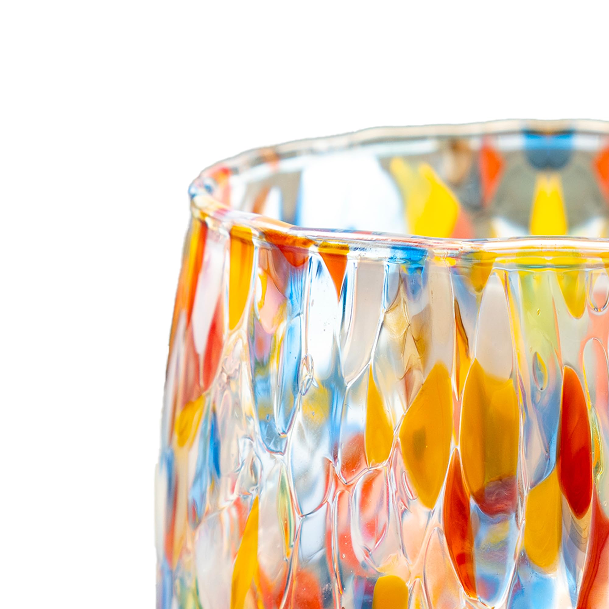 MurArt Bicchieri di Murano Millefiori Set da 6 bicchieri da 400ml Collezione Onde in vetro soffiato a mano in lavorazione artigianale