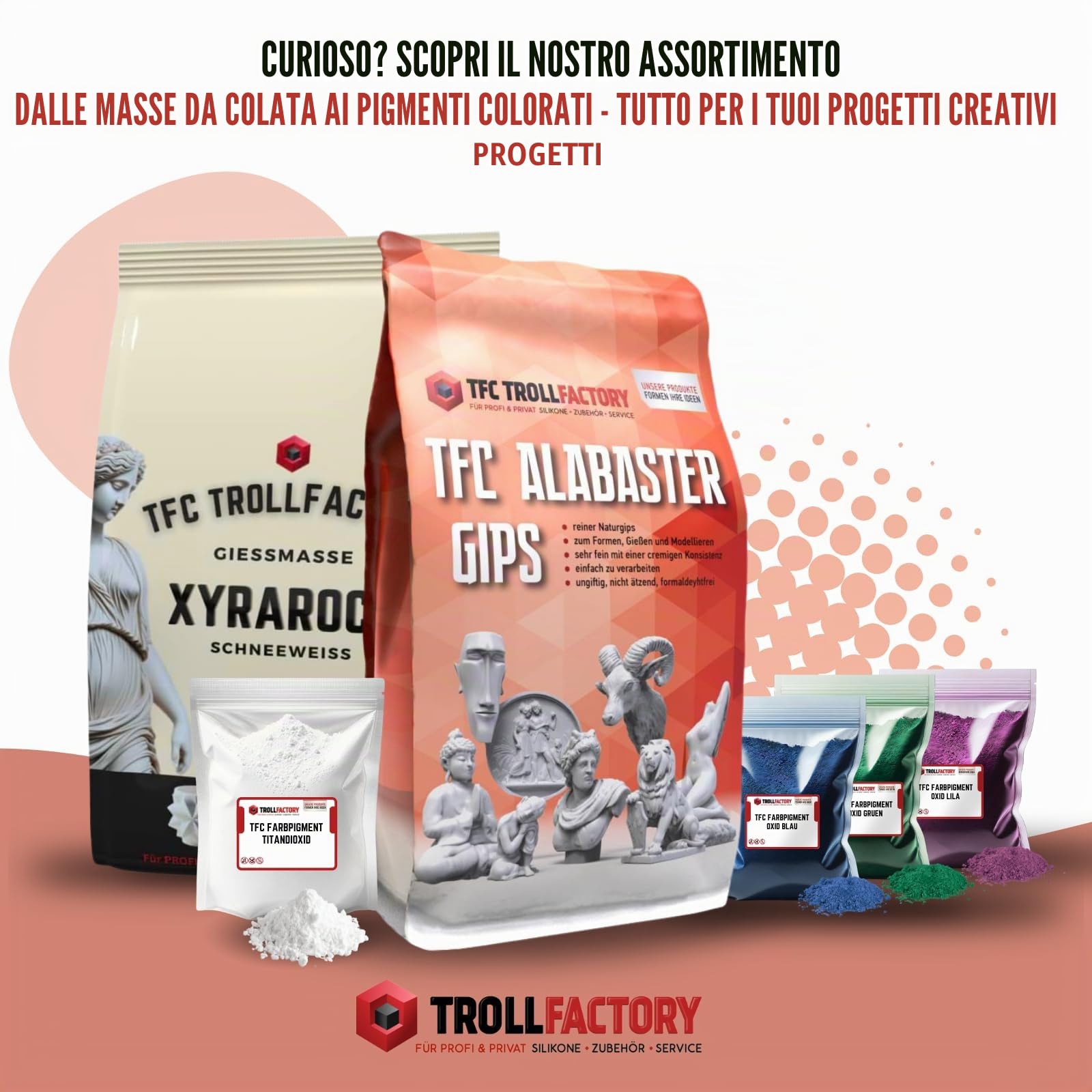 TFC - Gesso alabastro, bianco naturale, 5 kg, per stampi in silicone, per dipingere e modellare, impronta mano, pancia per bambini, molto fine