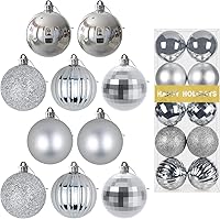 Vista 41 de Esferas de Navidad plateadas grandes de 4 pulgadas, inastillables, adornos colgantes para árbol de Navidad, cumpleaños, Halloween, fiestas