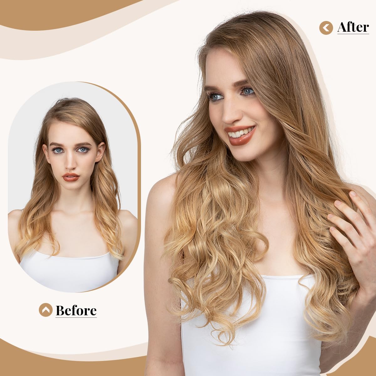 SARLA Invisible Wire Hair Extensions with 3 Clips Long 18 Inch Synthetic Wavy Curly Hairpiece for Women Adjustable Transparent Headband Chocolate - Image 4