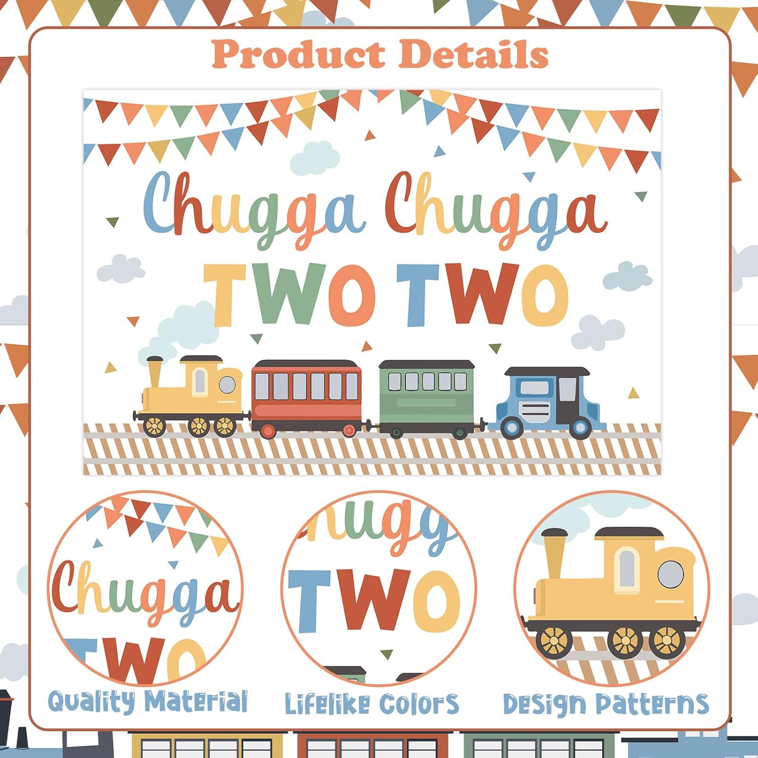 Kreatwow Train 2nd Birthday Party Decorations Chugga Chugga Two Two Backdrop Banner Cake Toppers Railroad Theme Second Birthday Decorations Transportation Theme Two Years Old Party Supplies