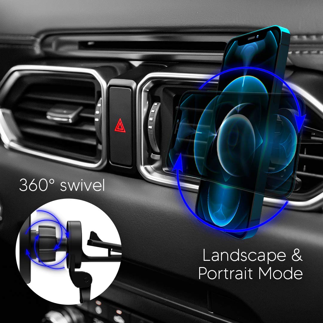 TALK WORKS Air Vent Car Mount Compatible w/iPhone 15/15 Pro/15 Pro Max, 14/14 Plus/14 Pro/14 Pro Max, 13/Mini/Pro/Pro Max, 12/Mini/Pro/Max, MagSafe Smartphone Cases - Magnetic Holder Stand (Black)