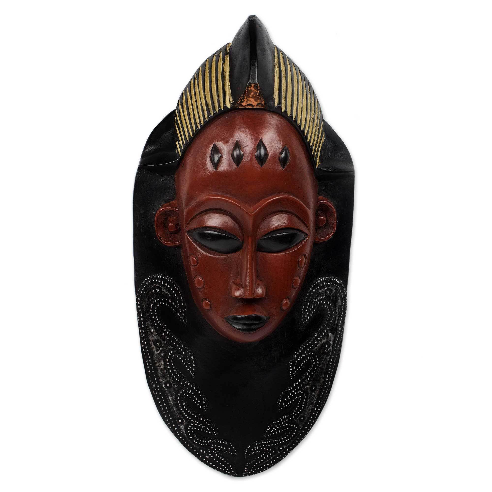 NOVICA Decorative Large Wood Mask, Red 'Supremacy'