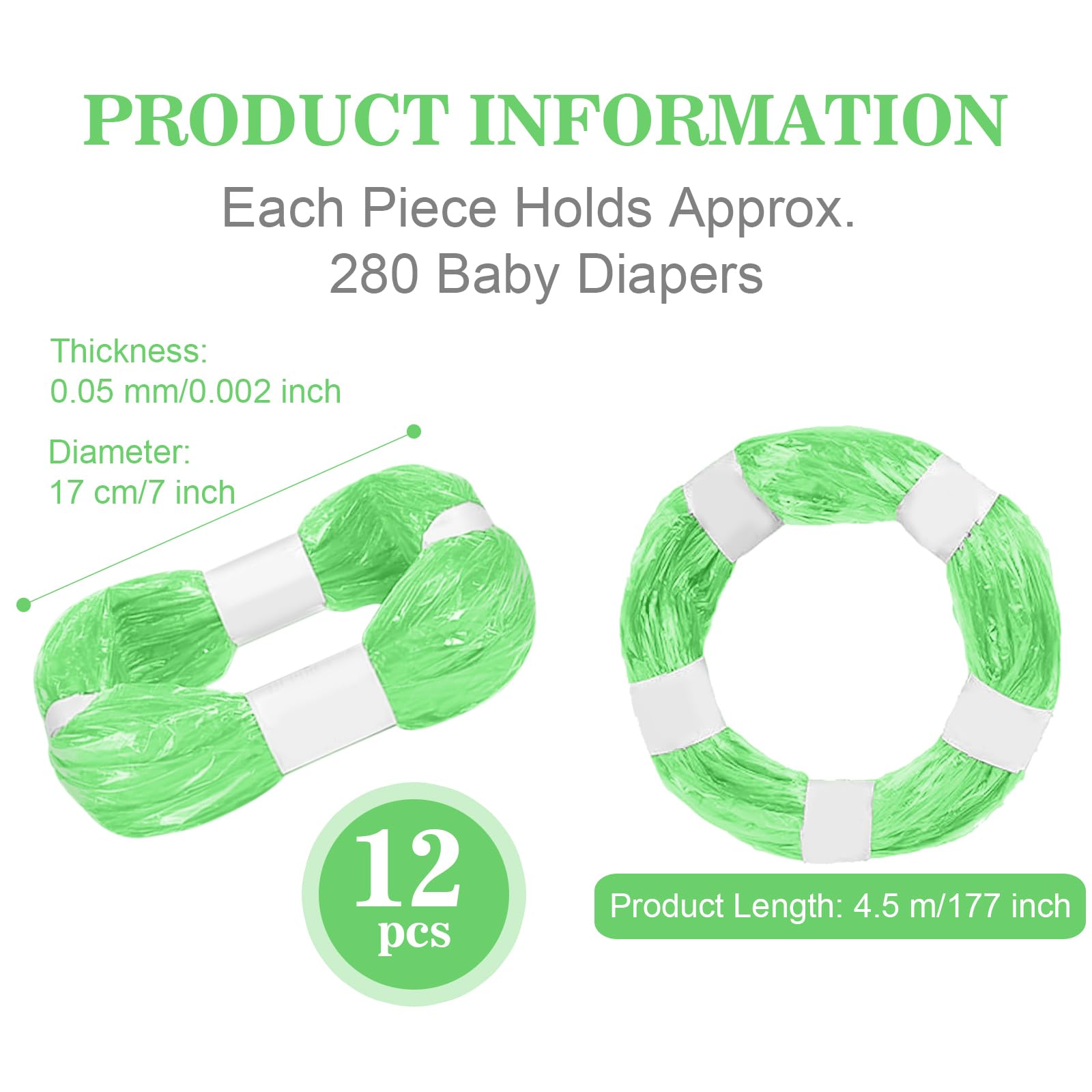 Lot De 12 Recharges Poubelle à Couches Antibactériennes - Compatibles Tommee Tippee, Twist & Click, Litter Locker - Grande Capacité