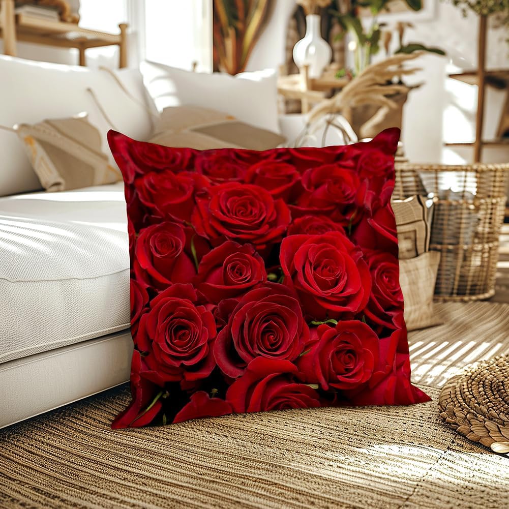 Valentines Pillow Covers 18 x 18 inch Set of 2 Double - Sided HD Love Heart Shape Valentine's Day Red Roses Pillow Covers for Sofa Couch Bed Home Outdoor Decorations - Image 6