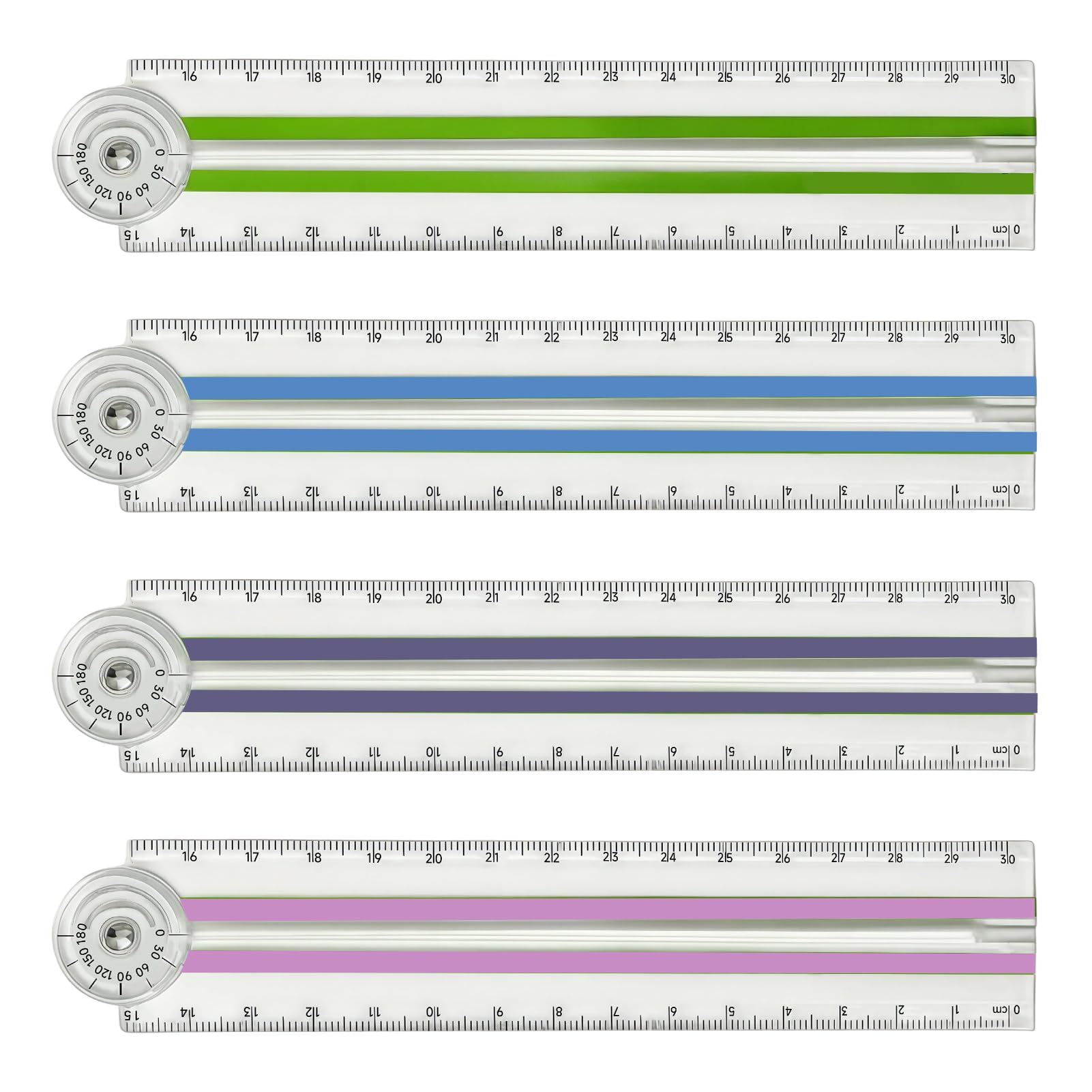 4PCS Folding Ruler 30cm Flexible Foldable Rulers 15cm Transparent Straight Rulers Shatterproof Plastic Geometric Ruler for School Kids Office (Green, Pink, Blue, Black)