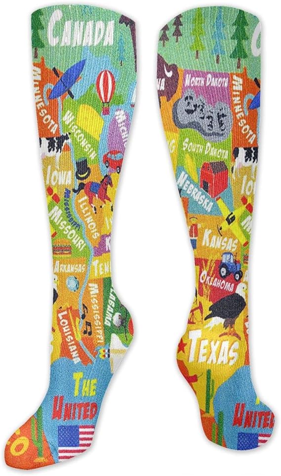Amazon Playtime Collectionアメリカアメリカ地図面白い ソックス 3dプリント 大人子供 靴下 防寒 新規 登山 ストライプ おしゃれ 人気 ソフト 保温 室内 通学 防寒 プレゼント サッカー フットサル ソックス 通販