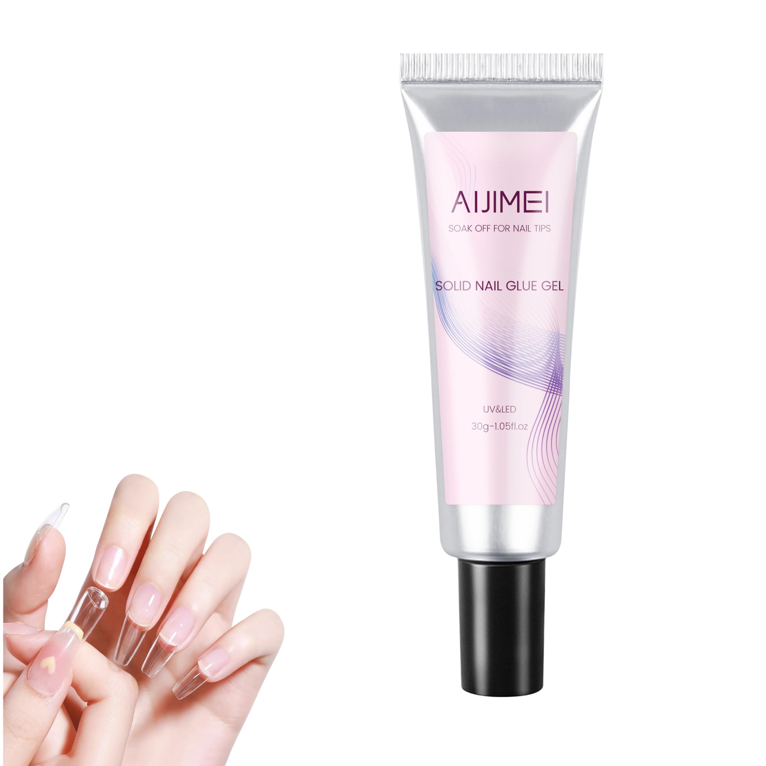 AIJIMEI 30g Solid Nail Glue Gel for Nail Tip Press On Nails Glue 1OZ for Acrylic Gel Nail Tips False Nails for Salon Use, Strong Adhesive Nail Art
