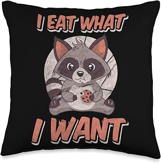 Funny raccoon I Eat What I Want Overweight Diet Throw Pillow
