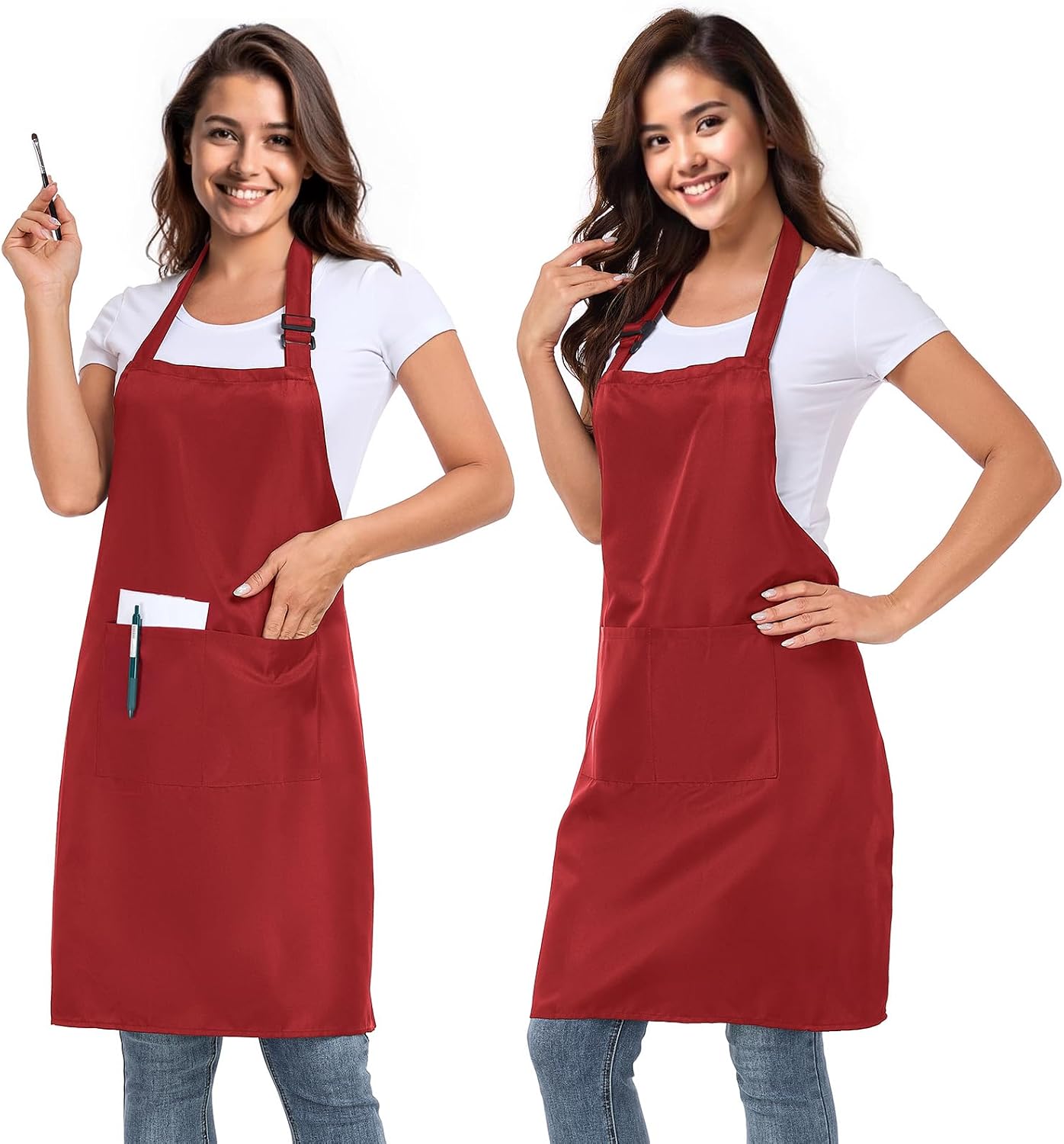 2 Pack adjustable apron with 2 pockets for men and women, waterproof and oil Resistant