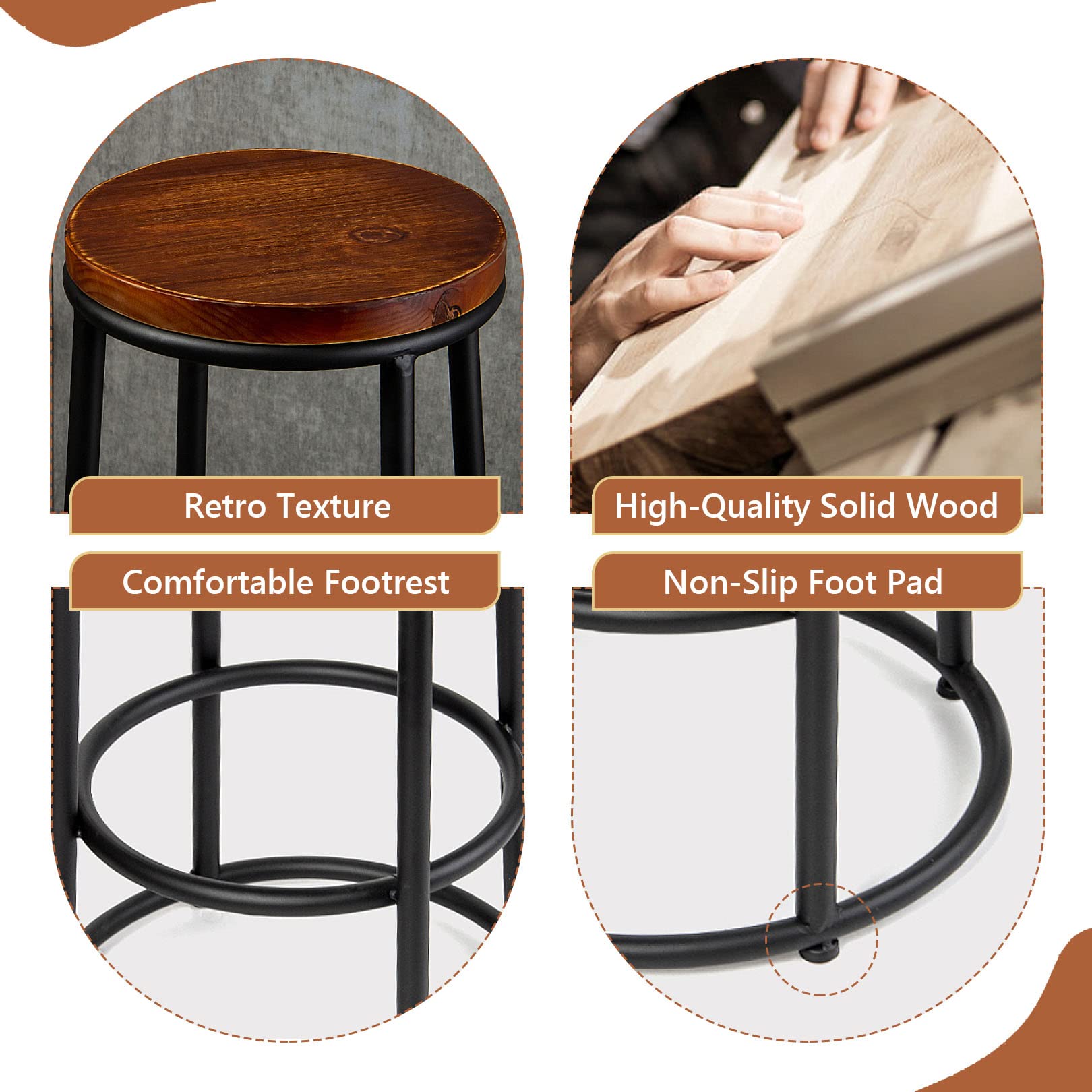 Amazon.co.jp: バースツール、 工業用ビンテージ カウンターハイト