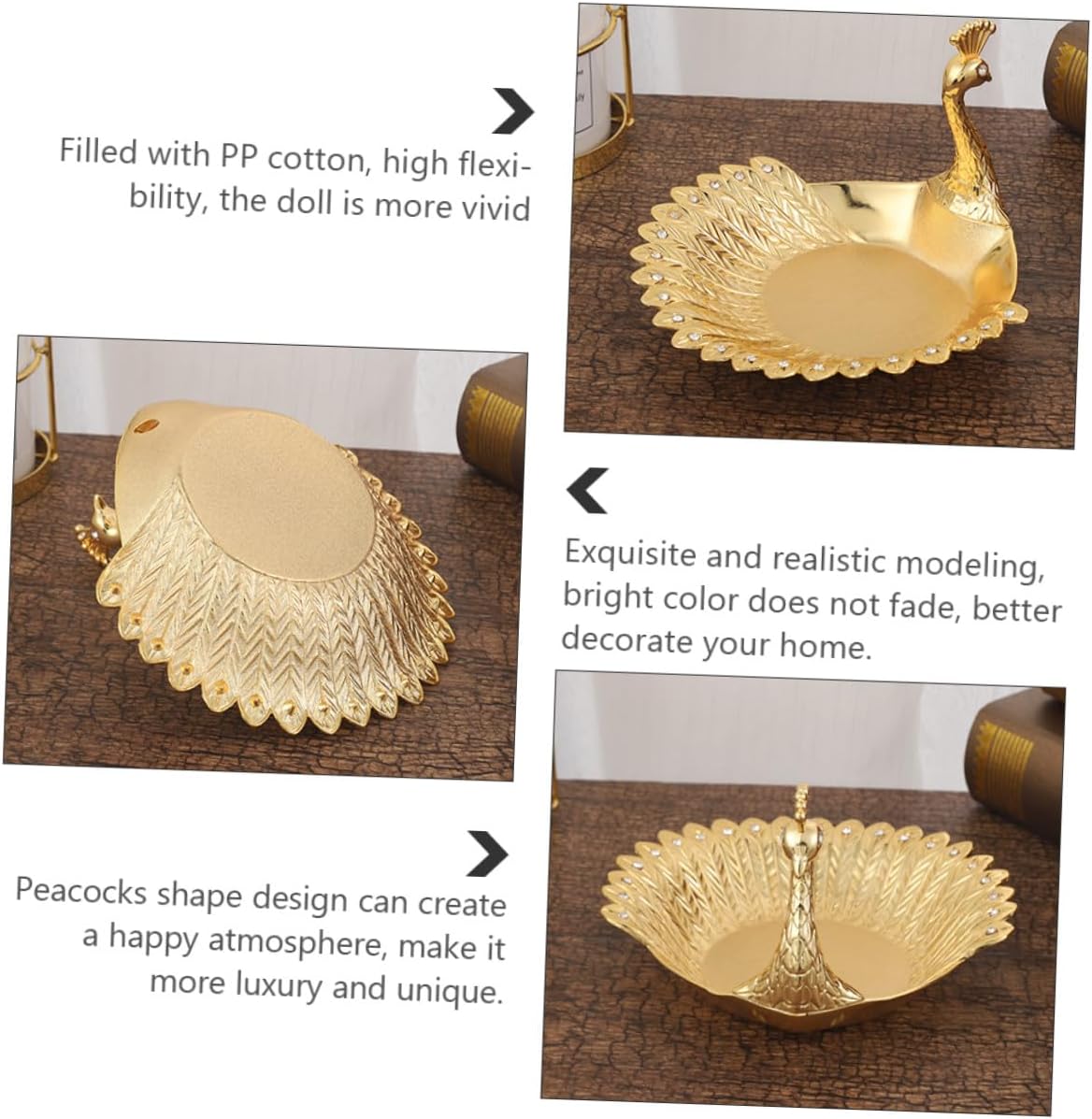 Metal Peacock Candy Plate Fruit Tray Snack Dish 1pcs Sturdy Serving Platter for Kitchen and Party Use