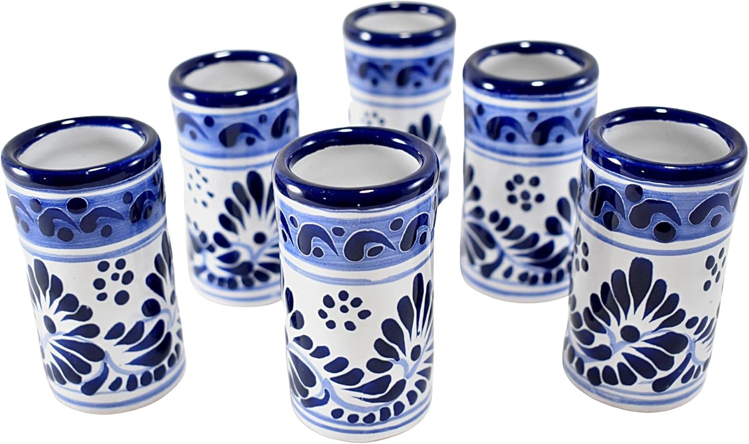 MAREY Mexican Pottery Shot Glasses Talavera Poblana