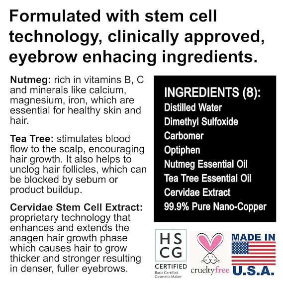 Volver BROW Enhancing Serum for Bolder Thicker Denser Eyebrows | Advanced Stem Cell Formula with Minimal Ingredients for women and men | Clinically Tested and Dermatologist Approved | MADE IN USA 10ml