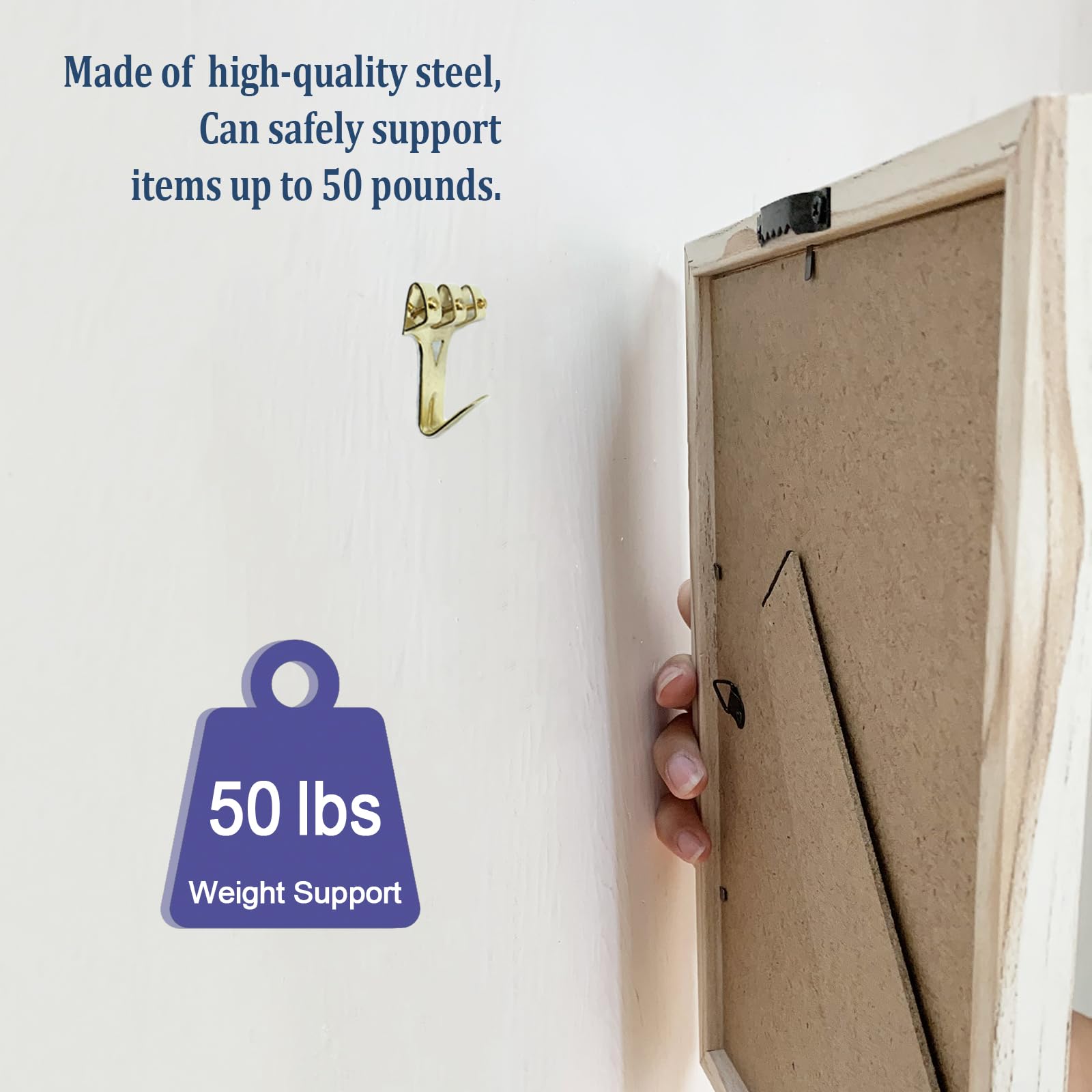 Sawtooth Picture Hangers, 50 Pcs Small Picture Hanging Hook, Gold Picture Hangers With Screws Picture Hang Solutions, Picture Hanging Hardware For Paintings, Photos Frame, Artwork, Home Decor, Clock - View #3