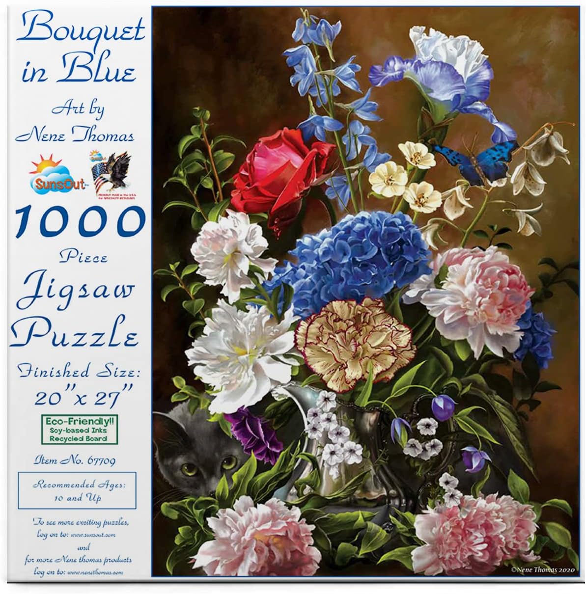 SUNSOUT INC - Bouquet in Blue - 1000 pc Jigsaw Puzzle by Artist: Nene Thomas - Finished Size 20" x 27" - MPN# 67709