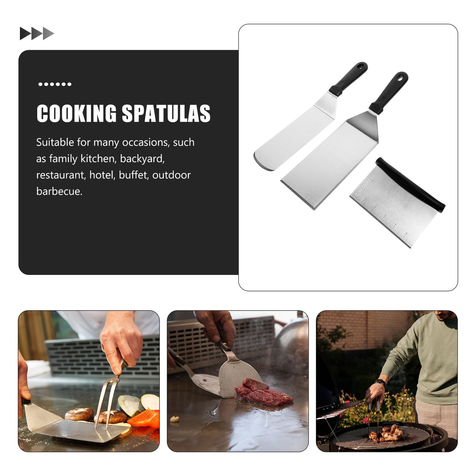 Spatola da Cucina in Acciaio Inox Manico Pp Argento | Uso per Girare e Friggere, Facile da Pulire, Utensile per Barbecue e Pizza, Set da 1 Pezzo