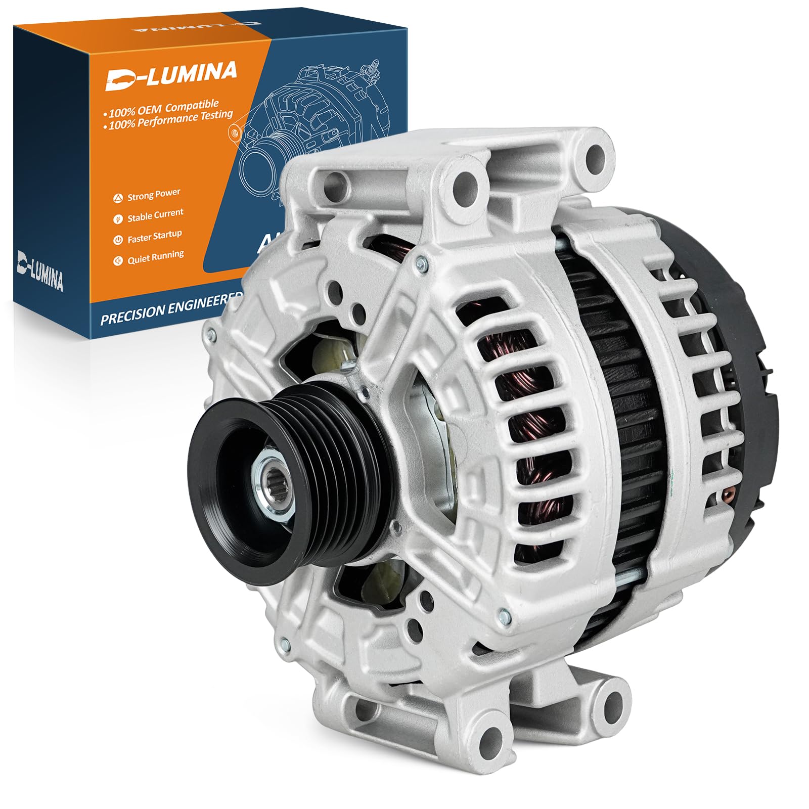 11220N 180A Alternator for Mercedes-Benz E350 E550 S550 CL550 CLS550 | 12V 6-Groove Pulley; Fits Select GL ML R SL SLK and G-Class Models 2006-2018; Replaces A0131545602 0121715014