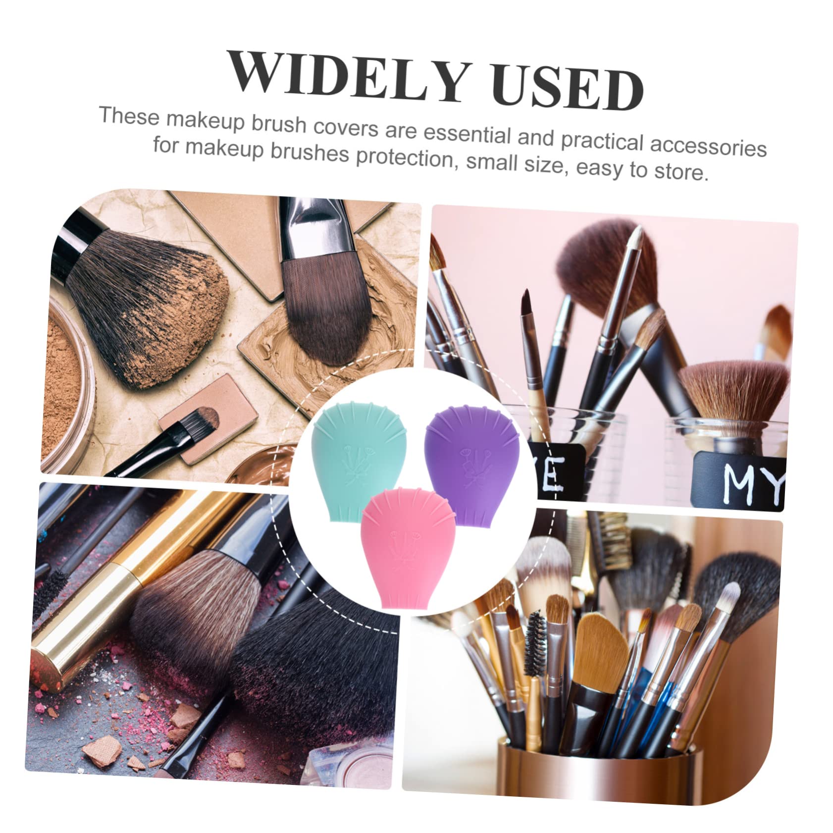 POPETPOP 5 Juegos De Brochas De Maquillaje Con Detalles Fundas De Silicona Para Brochas De Viaje 3 Unidades X 5