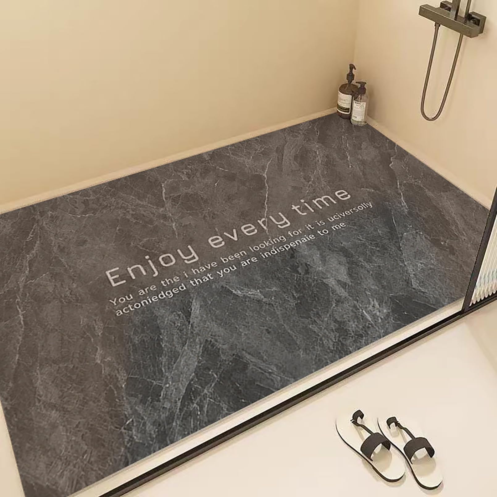 Alfombrilla de ducha antideslizante de PVC con patrón de mármol